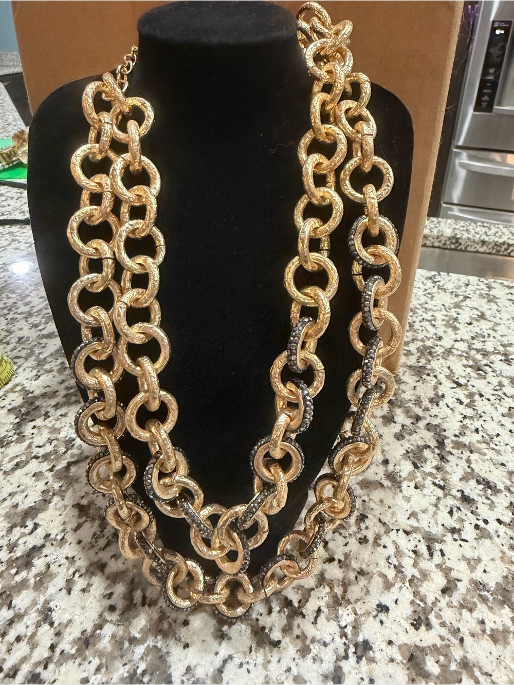 Chico's Textured Gold Multi-Strand Chain Necklace